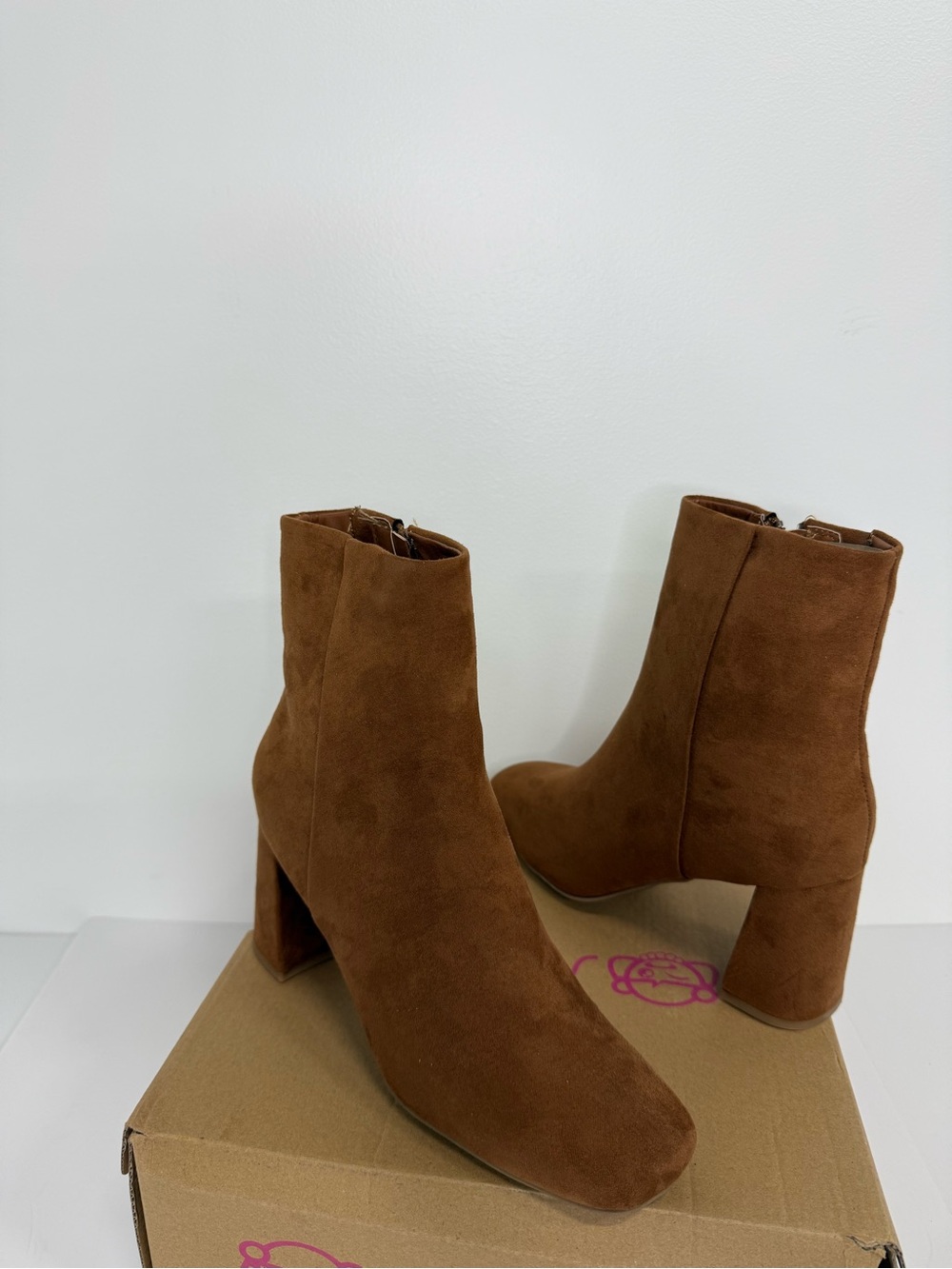 Sugar Brown Suede Block Heel Ankle Booties